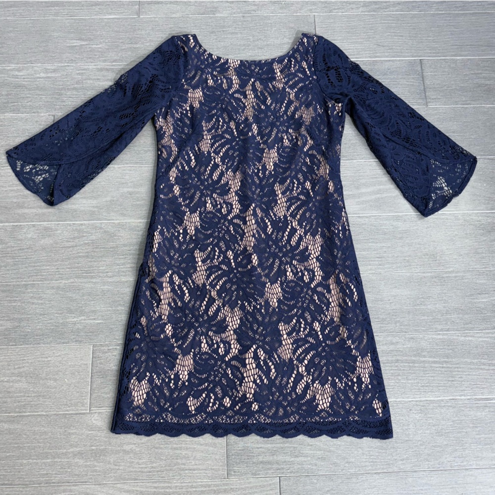 Lilly Pulitzer Belmont Navy Lace Dress Size S Bell Sleeves Cocktail Party Preppy - Picture 12 of 14